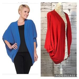 WONDERLUSH Layers by Lizden Knit Jersey Cocoon Cardigan red size medium to large
